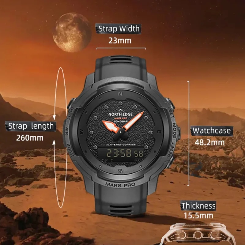 Altimeter Compass Watch - NORTH EDGE Men's Outdoor Sports Watch,