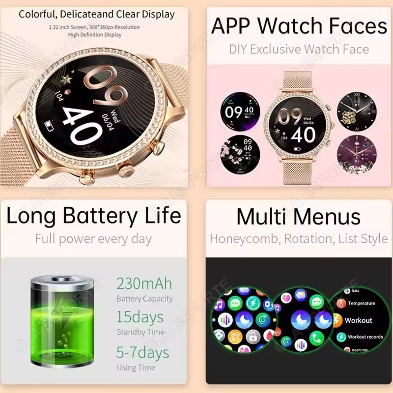 Elegant Ladies' Smartwatch Blu - Smartwatch Watches For Girls ulasan dan harga